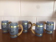 Load image into Gallery viewer, Vintage 1950s Siesta Ware Hawaiian Tiki Glass Barrel Mug Set of 4