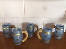 Load image into Gallery viewer, Vintage 1950s Siesta Ware Hawaiian Tiki Glass Barrel Mug Set of 4