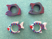 Load image into Gallery viewer, Vintage 1980s Fun Wooden Fish Napkin Rings • Set of 4