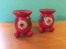 Load image into Gallery viewer, Vintage 1960s Pair Swedish Folk Art Candle Holders