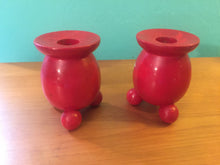Load image into Gallery viewer, Vintage 1960s Pair Swedish Folk Art Candle Holders