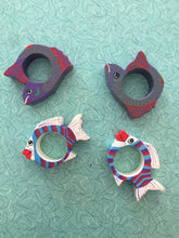 Load image into Gallery viewer, Vintage 1980s Fun Wooden Fish Napkin Rings • Set of 4