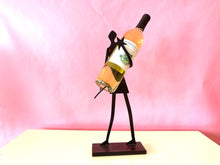 Load image into Gallery viewer, Vintage 1980s Man in Silhouette Wrought Iron Wine Bottle Holder
