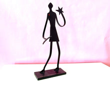 Load image into Gallery viewer, Vintage 1980s Man in Silhouette Wrought Iron Wine Bottle Holder
