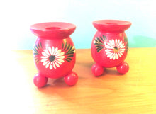 Load image into Gallery viewer, Vintage 1960s Pair Swedish Folk Art Candle Holders