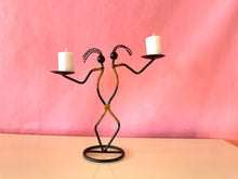 Load image into Gallery viewer, Vintage 1980s Post Modern Memphis Styled Black Metal Double Candle Holder by Laurids Lonborg