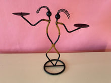 Load image into Gallery viewer, Vintage 1980s Post Modern Memphis Styled Black Metal Double Candle Holder by Laurids Lonborg