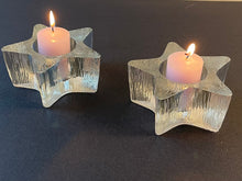 Load image into Gallery viewer, Vintage 1980s Pair of Avon Starbright Glass Tealight or Votive Candle Holders