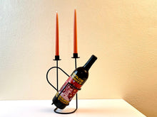 Load image into Gallery viewer, Vintage 90s Metal Wine Bottle + Candle Holder