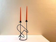 Load image into Gallery viewer, Vintage 90s Metal Wine Bottle + Candle Holder