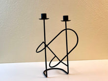 Load image into Gallery viewer, Vintage 90s Metal Wine Bottle + Candle Holder