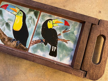 Load image into Gallery viewer, Vintage 90s Wood + Tile Toucan Serving Tray