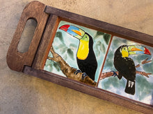 Load image into Gallery viewer, Vintage 90s Wood + Tile Toucan Serving Tray