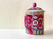Load image into Gallery viewer, (Copy) Vintage Chinese Red Mun Shou Famille Rose Longevity Jingdezhen Coffee Mug + Lid 14 Fl OZ
