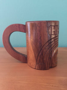Vintage 60s Monkey Pod Hawaiian Tiki Carved Mug