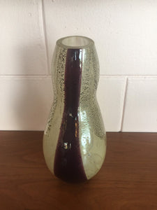 Vintage 1950s Handblown Mid Century Modern White and Purple Glass Vase