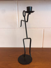 Load image into Gallery viewer, Vintage 1980s Pair of Post Modern Memphis Styled Black Metal Dancing Man Candle Holders By Scardy
