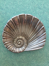 Load image into Gallery viewer, Beautiful Coastal Style Metal Oval Dish With Nautilus Shell Motif
