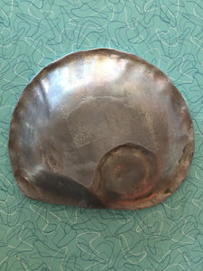 Beautiful Coastal Style Metal Oval Dish With Nautilus Shell Motif