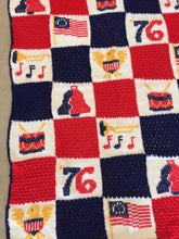Load image into Gallery viewer, Vintage 1976 Bicentennial Americana Stars and Stripes Hand Made Afghan or Throw
