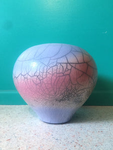 Beautiful 1980s Pink and Blue Spider Web Vase