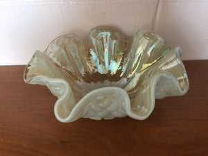 Vintage 1930s Art Glass Opalescent Bubble Bowl