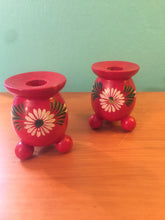 Load image into Gallery viewer, Vintage 1960s Pair Swedish Folk Art Candle Holders
