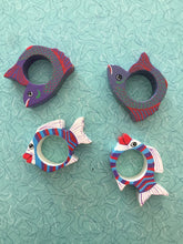 Load image into Gallery viewer, Vintage 1980s Fun Wooden Fish Napkin Rings • Set of 4
