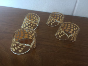 Vintage 1980s Post Modern Lucite Polka Dotted Fish Rings • Set of 4