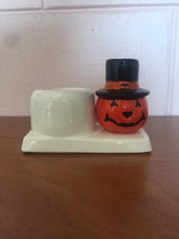 Load image into Gallery viewer, Vintage 1980s Ceramic Pumpkin or Jack O Lantern Tea Light Candleholder
