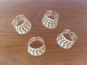 Vintage 1980s Post Modern Lucite Polka Dotted Fish Rings • Set of 4