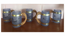 Load image into Gallery viewer, Vintage 1950s Siesta Ware Hawaiian Tiki Glass Barrel Mug Set of 4

