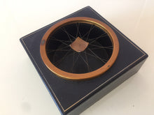 Load image into Gallery viewer, Vintage 1950s 3pc Mid Century Modern Copper Accented Desk Top Ashtray
