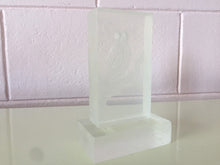Load image into Gallery viewer, Vintage Mid Century Modern Clear Acrylic Lucite Block Owl Sculpture Signed by Artist
