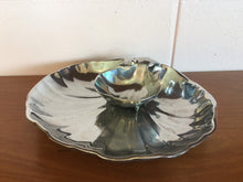 Load image into Gallery viewer, Beautiful Coastal Style Metal Oval Veggie Platter Chip and Dip Set With Scallop Shell Motif by Wilton
