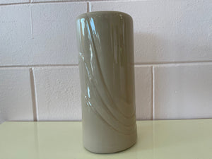 Vintage 1980s Tall Wavy Basic Beige Ceramic Vase