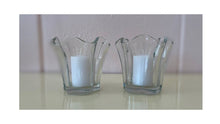 Load image into Gallery viewer, Vintage 1980s Pair Clear Pressed Glass Candle Holders or Micro Vases
