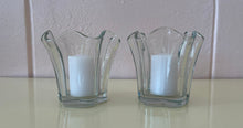 Load image into Gallery viewer, Vintage 1980s Pair Clear Pressed Glass Candle Holders or Micro Vases
