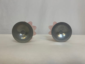 Vintage 1980s Pair of Glass and Metal  Tealight Holders