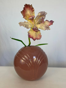 Vintage 80s Mauve Ceramic Ball Vase
