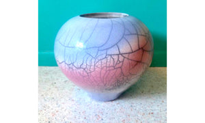 Beautiful 1980s Pink and Blue Spider Web Vase