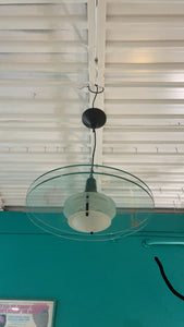Vintage 80s Modern Metal and Glass Hanging Lamp