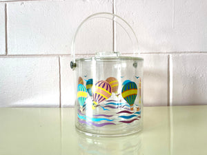 Vintage 1980s Acrylic Ice Bucket With Hot Air Balloon Design by Culver