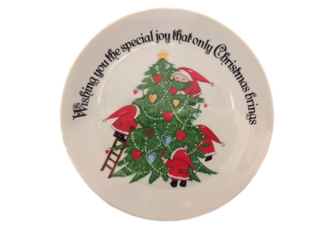 Vintage 1970s Ceramic Christmas Plate Made In Japan