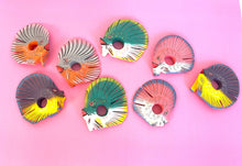 Load image into Gallery viewer, Vintage 80s Set of 8 Hand Carved and Hand Painted Tropical Fish Napkin Rings
