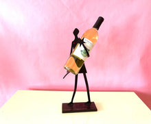 Load image into Gallery viewer, Vintage 1980s Man in Silhouette Wrought Iron Wine Bottle Holder
