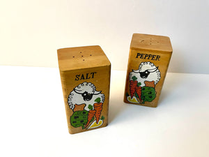Vintage 1960s Wooden Large Salt and Pepper Shaker Set