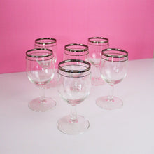 Load image into Gallery viewer, Vintage 1950s Silver Band Aperitif Glasses In The Style of Dorothy Thorpe - Set of 6
