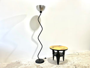Vintage 80s Postmodern Memphis Style Sculptural Zig Zag Curved Wave Floor Lamp