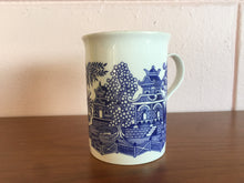 Load image into Gallery viewer, Vintage 1980s Blue + White Pagoda Transferware Coffee Mug

